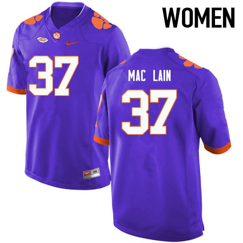 Women's Clemson Tigers Ryan Mac Lain #37 Colloge Purple NCAA Game Football Jersey Increasing ZBO75N2A