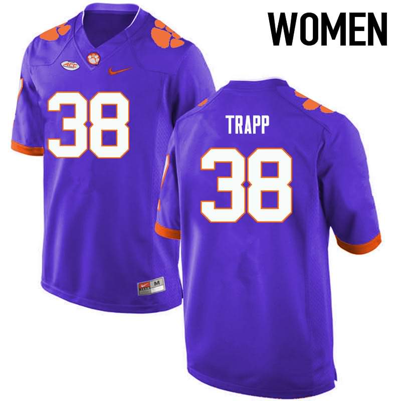 Women's Clemson Tigers Amir Trapp #38 Colloge Purple NCAA Game Football Jersey Super Deals QPD63N5C