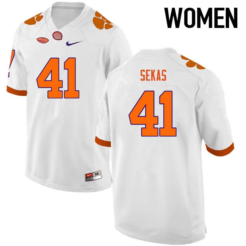 Women's Clemson Tigers Connor Sekas #41 Colloge White NCAA Game Football Jersey Special KFS15N4X