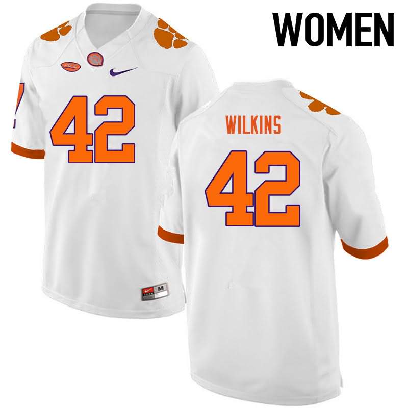 Women's Clemson Tigers Christian Wilkins #42 Colloge White NCAA Game Football Jersey For Fans PBH00N8A