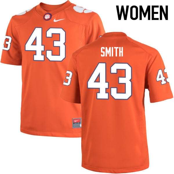 Women's Clemson Tigers Chad Smith #43 Colloge Orange NCAA Game Football Jersey Breathable MBI43N3F