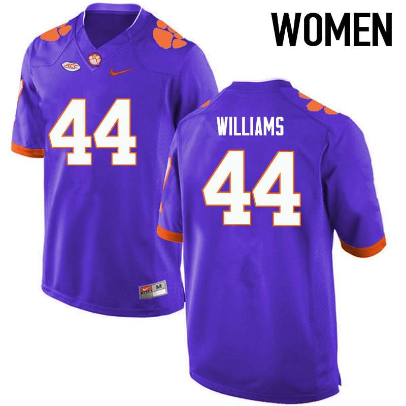 Women's Clemson Tigers Garrett Williams #44 Colloge Purple NCAA Game Football Jersey Designated MVY50N3S
