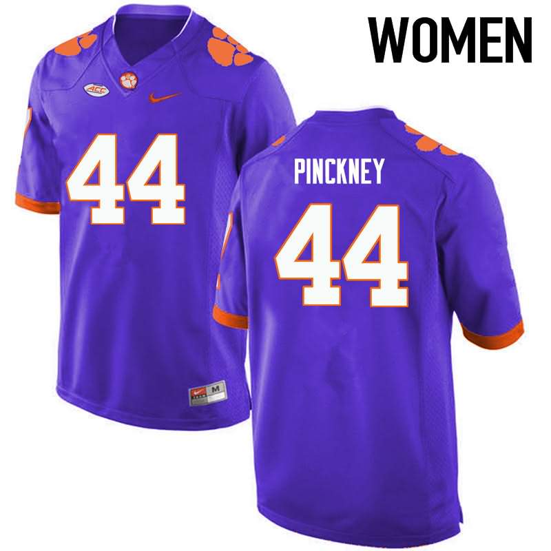 Women's Clemson Tigers Nyles Pinckney #44 Colloge Purple NCAA Game Football Jersey Top Deals VBO44N7U
