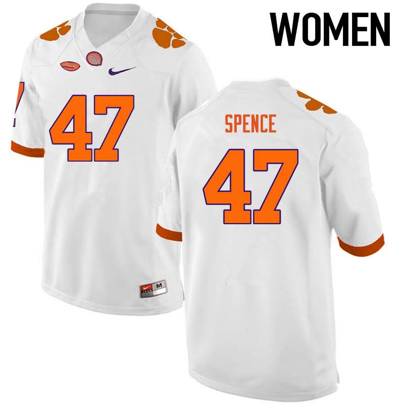 Women's Clemson Tigers Alex Spence #47 Colloge White NCAA Elite Football Jersey Breathable KYB58N1V