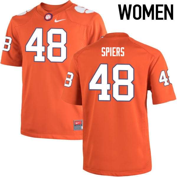 Women's Clemson Tigers Will Spiers #48 Colloge Orange NCAA Game Football Jersey April GMG27N0T