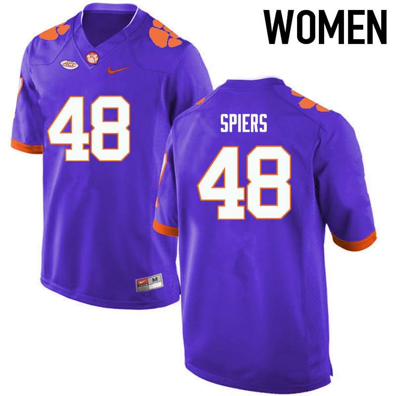 Women's Clemson Tigers Will Spiers #48 Colloge Purple NCAA Game Football Jersey New Style DSX80N2A