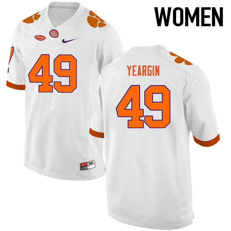 Women's Clemson Tigers Richard Yeargin #49 Colloge White NCAA Game Football Jersey Breathable QYI00N7C