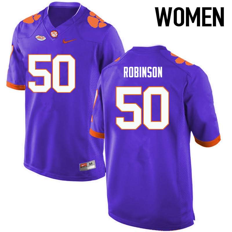 Women's Clemson Tigers Jabril Robinson #50 Colloge Purple NCAA Elite Football Jersey March RAS44N0K
