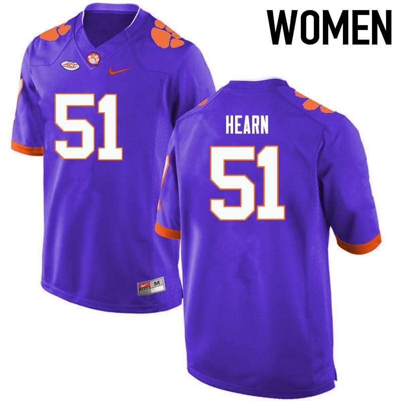 Women's Clemson Tigers Taylor Hearn #51 Colloge Purple NCAA Elite Football Jersey New Style ZXV85N6R
