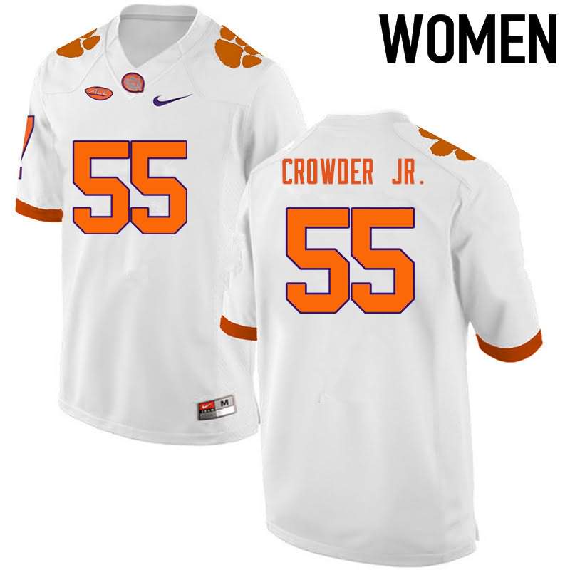 Women's Clemson Tigers Tyrone Crowder Jr. #55 Colloge White NCAA Game Football Jersey Fashion KNT46N0M