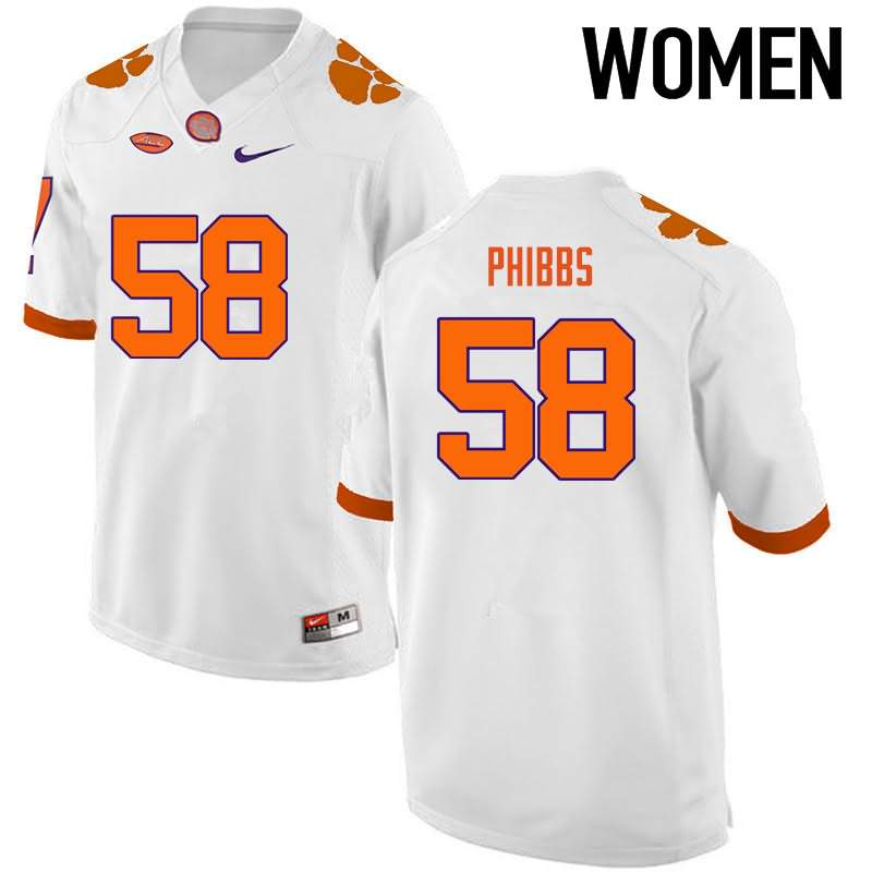 Women's Clemson Tigers Patrick Phibbs #58 Colloge White NCAA Elite Football Jersey Customer SIR35N2S