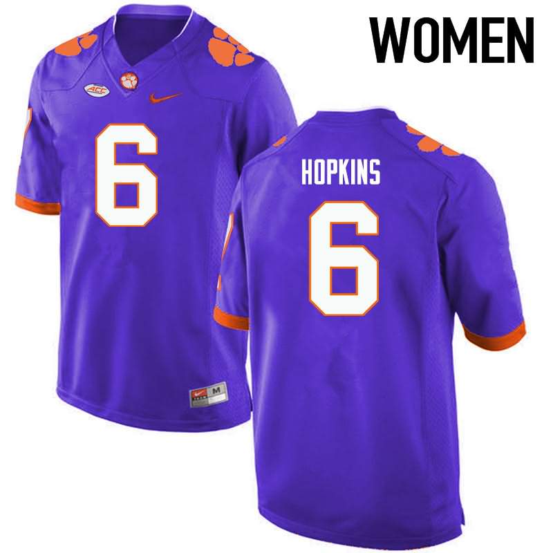 Women's Clemson Tigers DeAndre Hopkins #6 Colloge Purple NCAA Game Football Jersey New Style DOK03N1C
