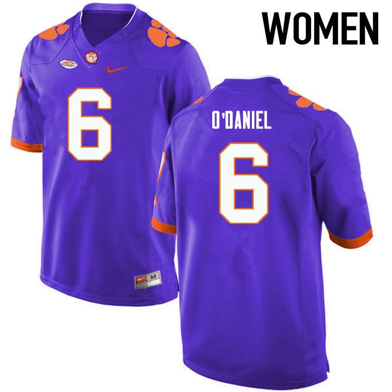 Women's Clemson Tigers Dorian ODaniel #6 Colloge Purple NCAA Game Football Jersey Comfortable XZM04N0V