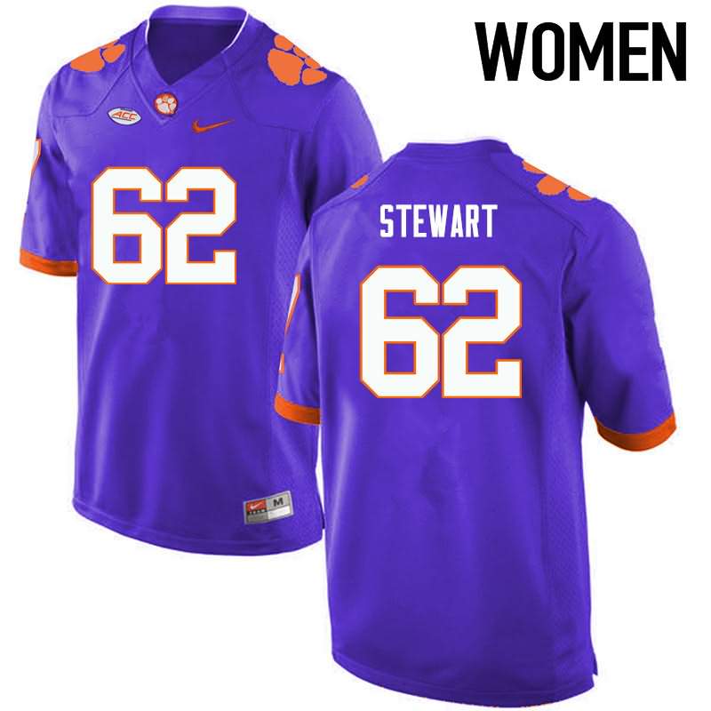 Women's Clemson Tigers Cade Stewart #62 Colloge Purple NCAA Game Football Jersey Season QDZ43N3J