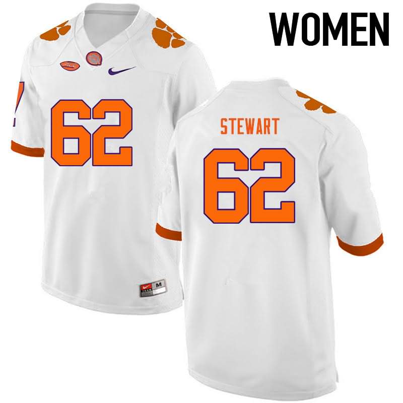 Women's Clemson Tigers Cade Stewart #62 Colloge White NCAA Elite Football Jersey Stability MPI13N5P