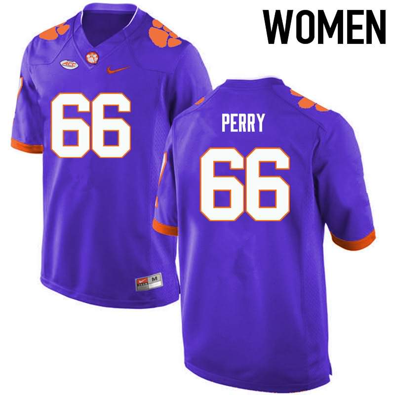 Women's Clemson Tigers William Perry #66 Colloge Purple NCAA Elite Football Jersey Anti-slip COW76N8N
