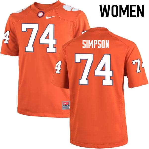 Women's Clemson Tigers John Simpson #74 Colloge Orange NCAA Elite Football Jersey Discount CTS87N7K