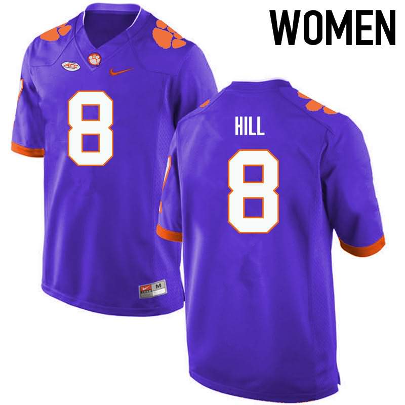 Women's Clemson Tigers Tye Hill #8 Colloge Purple NCAA Elite Football Jersey Latest FZA80N7T