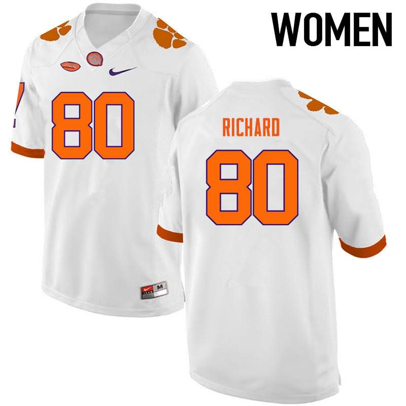 Women's Clemson Tigers Milan Richard #80 Colloge White NCAA Game Football Jersey Colors IDX54N5S