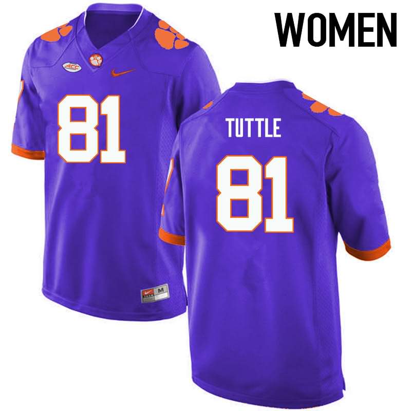 Women's Clemson Tigers Kanyon Tuttle #81 Colloge Purple NCAA Game Football Jersey Online HEE21N5T