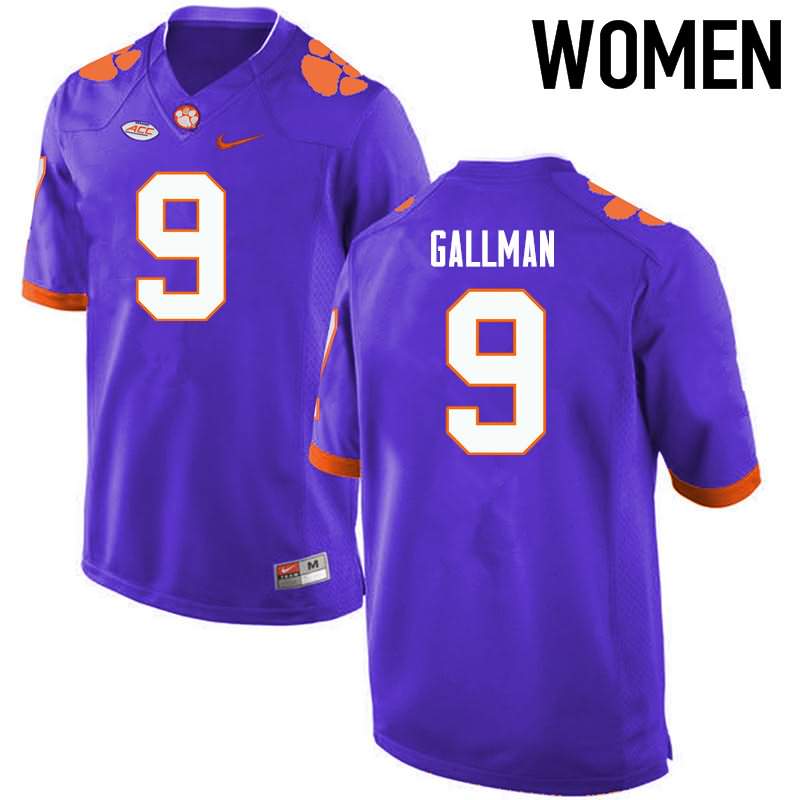 Women's Clemson Tigers Wayne Gallman #9 Colloge Purple NCAA Game Football Jersey Hot DUI55N6B