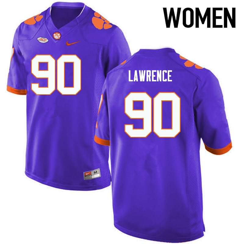 Women's Clemson Tigers Dexter Lawrence #90 Colloge Purple NCAA Elite Football Jersey Latest FAJ33N1M
