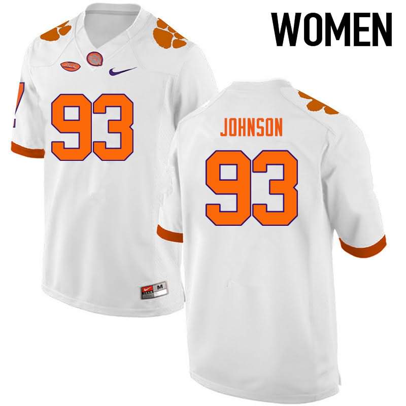 Women's Clemson Tigers Sterling Johnson #93 Colloge White NCAA Elite Football Jersey Cheap PME10N5I