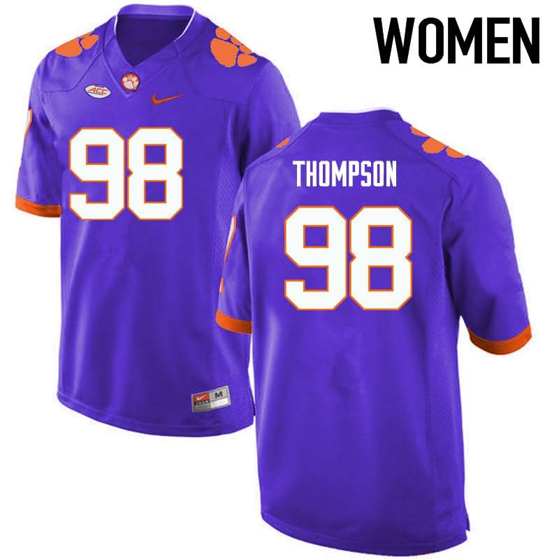 Women's Clemson Tigers Brandon Thompson #98 Colloge Purple NCAA Elite Football Jersey May PZJ44N3A