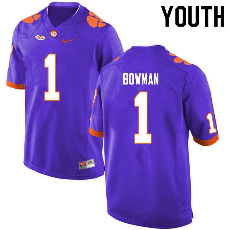 Youth Clemson Tigers Demarkcus Bowman #1 Colloge Purple NCAA Game Football Jersey Online WHM71N0T