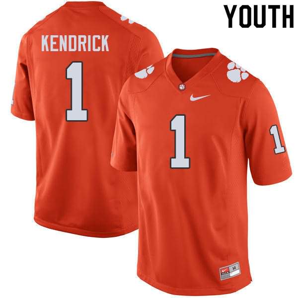 Youth Clemson Tigers Derion Kendrick #1 Colloge Orange NCAA Game Football Jersey Summer WIV46N1P