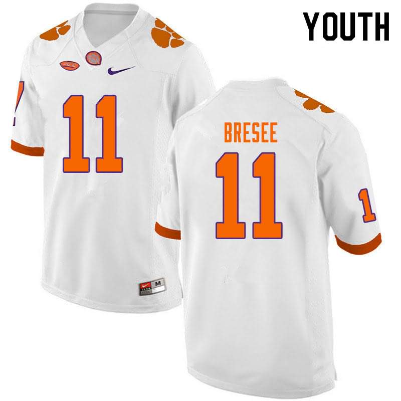 Youth Clemson Tigers Bryan Bresee #11 Colloge White NCAA Game Football Jersey New EDC46N6Q