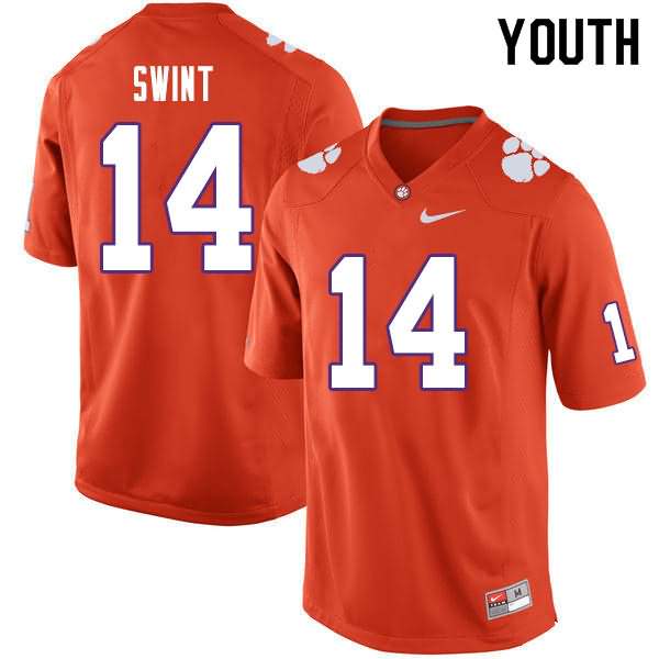 Youth Clemson Tigers Kevin Swint #14 Colloge Orange NCAA Elite Football Jersey May VZG17N7X