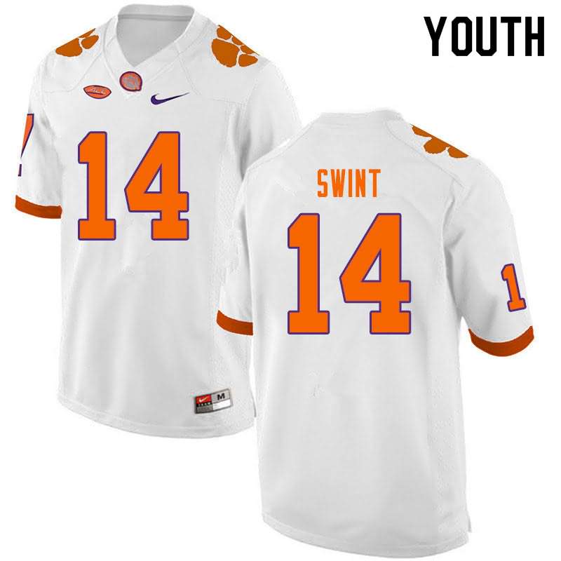 Youth Clemson Tigers Kevin Swint #14 Colloge White NCAA Game Football Jersey Jogging NOR58N0C