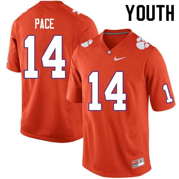 Youth Clemson Tigers Kobe Pace #14 Colloge Orange NCAA Elite Football Jersey Sport UDE58N4R