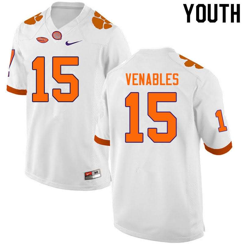Youth Clemson Tigers Jake Venables #15 Colloge White NCAA Game Football Jersey January TLT37N2T