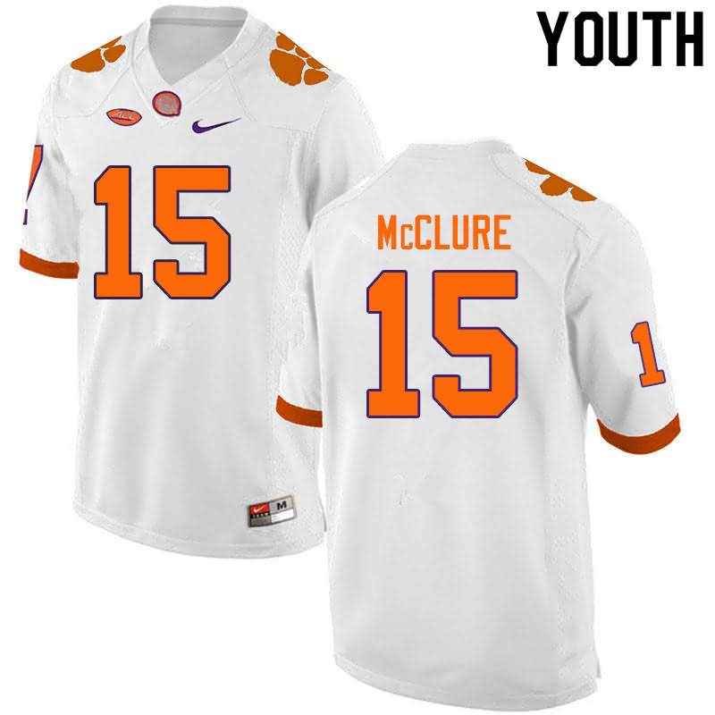 Youth Clemson Tigers Patrick McClure #15 Colloge White NCAA Game Football Jersey Super Deals DQC57N6D