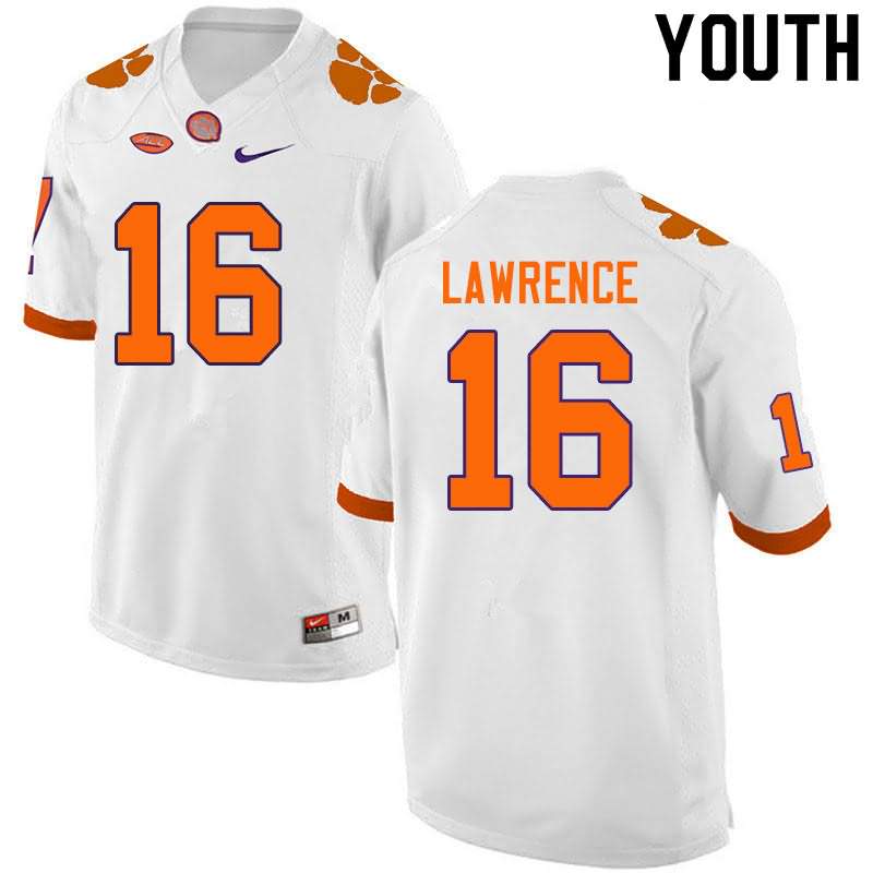 Youth Clemson Tigers Trevor Lawrence #16 Colloge White NCAA Elite Football Jersey New VMB51N3G