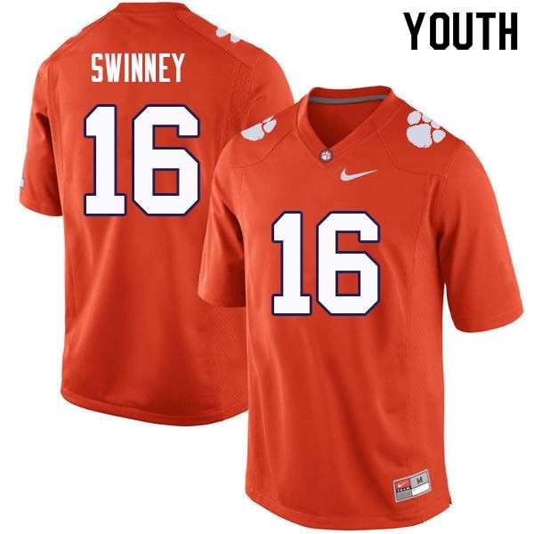 Youth Clemson Tigers Will Swinney #16 Colloge Orange NCAA Elite Football Jersey August JMD86N3V