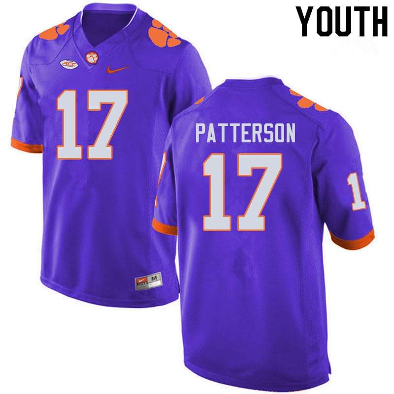 Youth Clemson Tigers Kane Patterson #17 Colloge Purple NCAA Elite Football Jersey Official UIT72N4S