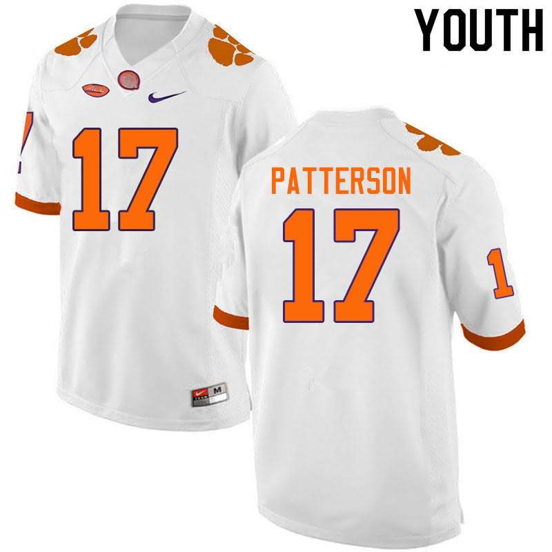 Youth Clemson Tigers Kane Patterson #17 Colloge White NCAA Game Football Jersey Summer KZS74N8P