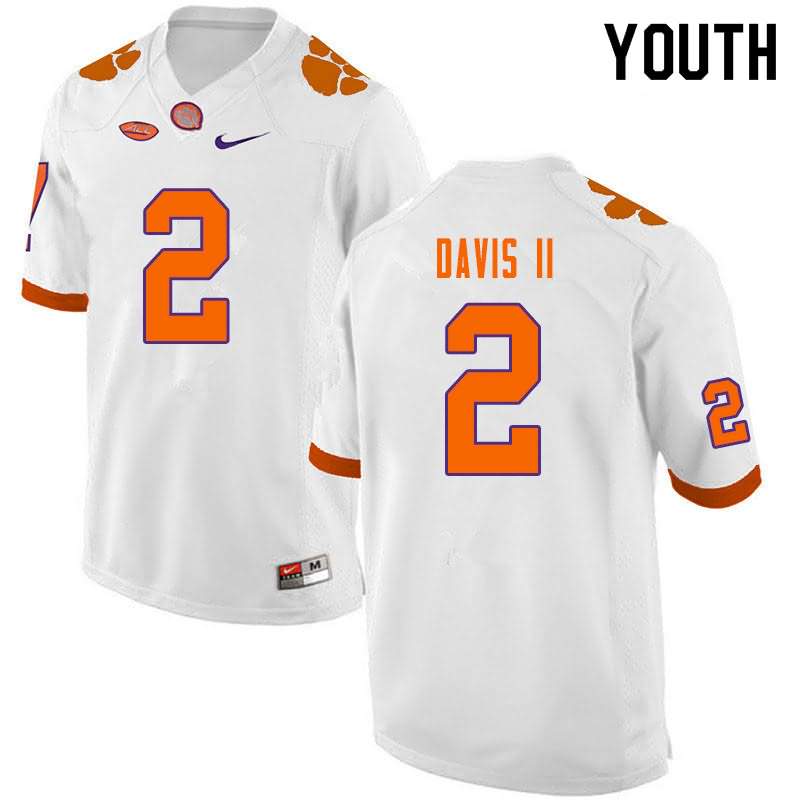 Youth Clemson Tigers Fred Davis II #2 Colloge White NCAA Game Football Jersey Limited NVM54N7P