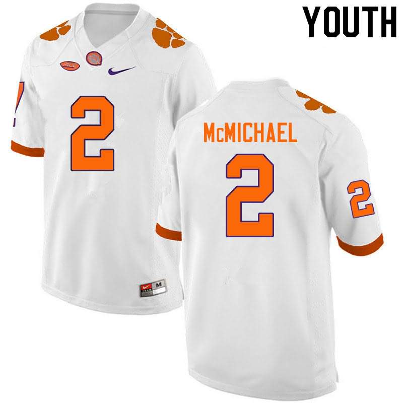 Youth Clemson Tigers Kyler McMichael #2 Colloge White NCAA Game Football Jersey Style TMA26N3X