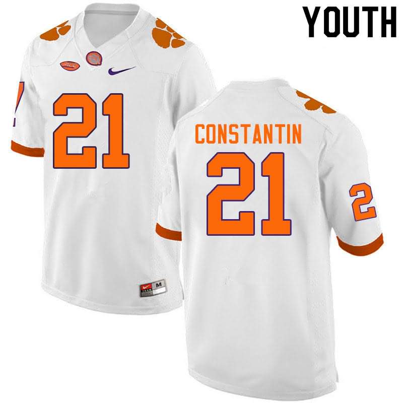 Youth Clemson Tigers Bryton Constantin #21 Colloge White NCAA Elite Football Jersey September CLL45N8T