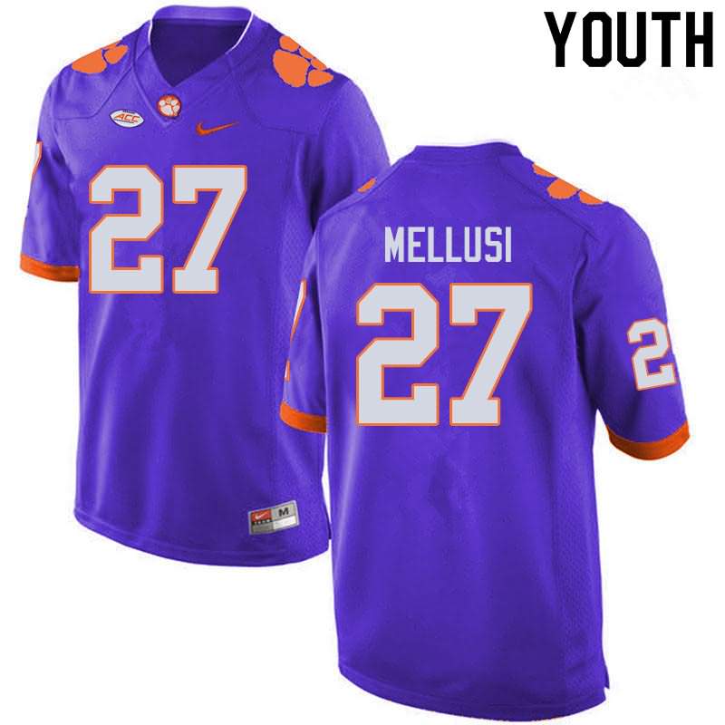 Youth Clemson Tigers Chez Mellusi #27 Colloge Purple NCAA Game Football Jersey Copuon LRS42N3T