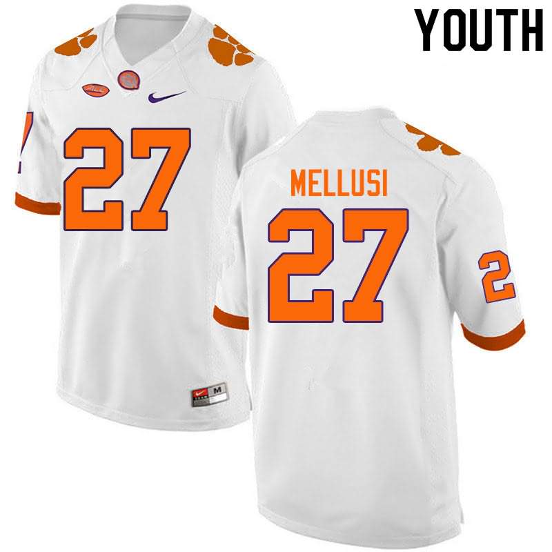 Youth Clemson Tigers Chez Mellusi #27 Colloge White NCAA Game Football Jersey September COA17N2M