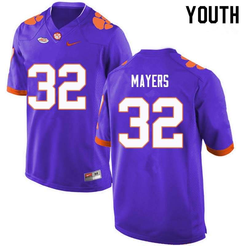Youth Clemson Tigers Sylvester Mayers #32 Colloge Purple NCAA Game Football Jersey Original AAE85N4K