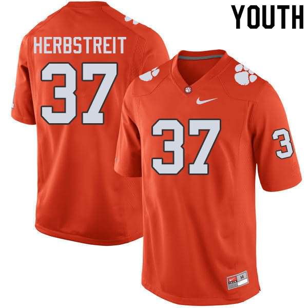 Youth Clemson Tigers Jake Herbstreit #37 Colloge Orange NCAA Game Football Jersey New Style QYW70N7B