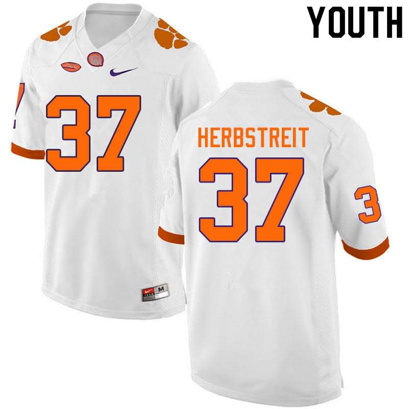 Youth Clemson Tigers Jake Herbstreit #37 Colloge White NCAA Game Football Jersey Classic RHX40N7A