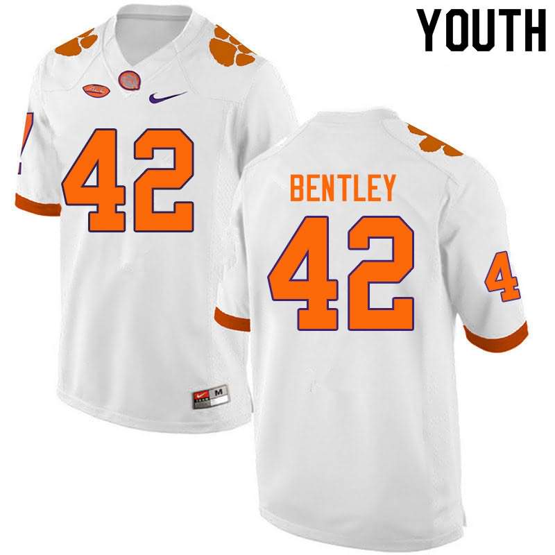 Youth Clemson Tigers LaVonta Bentley #42 Colloge White NCAA Game Football Jersey Athletic IZX11N6Y