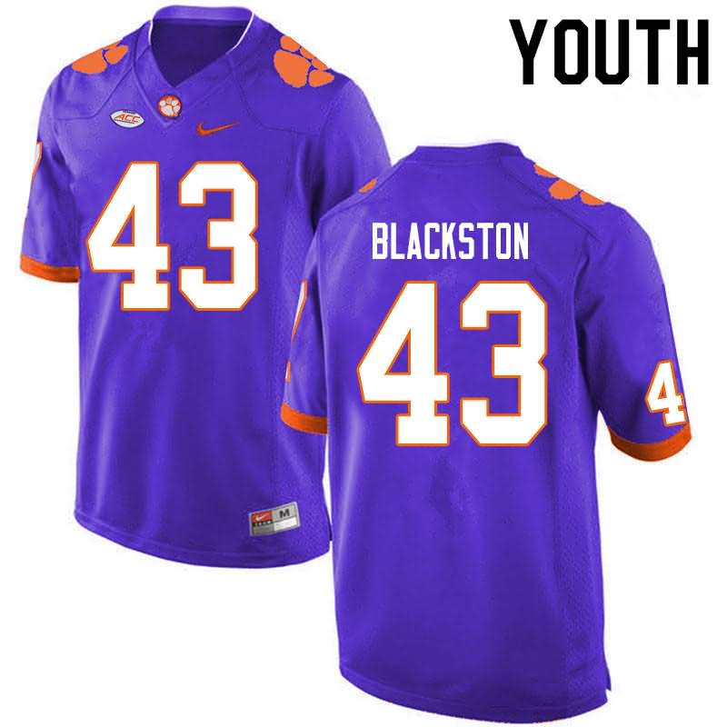 Youth Clemson Tigers Will Blackston #43 Colloge Purple NCAA Game Football Jersey Online GYK87N1J